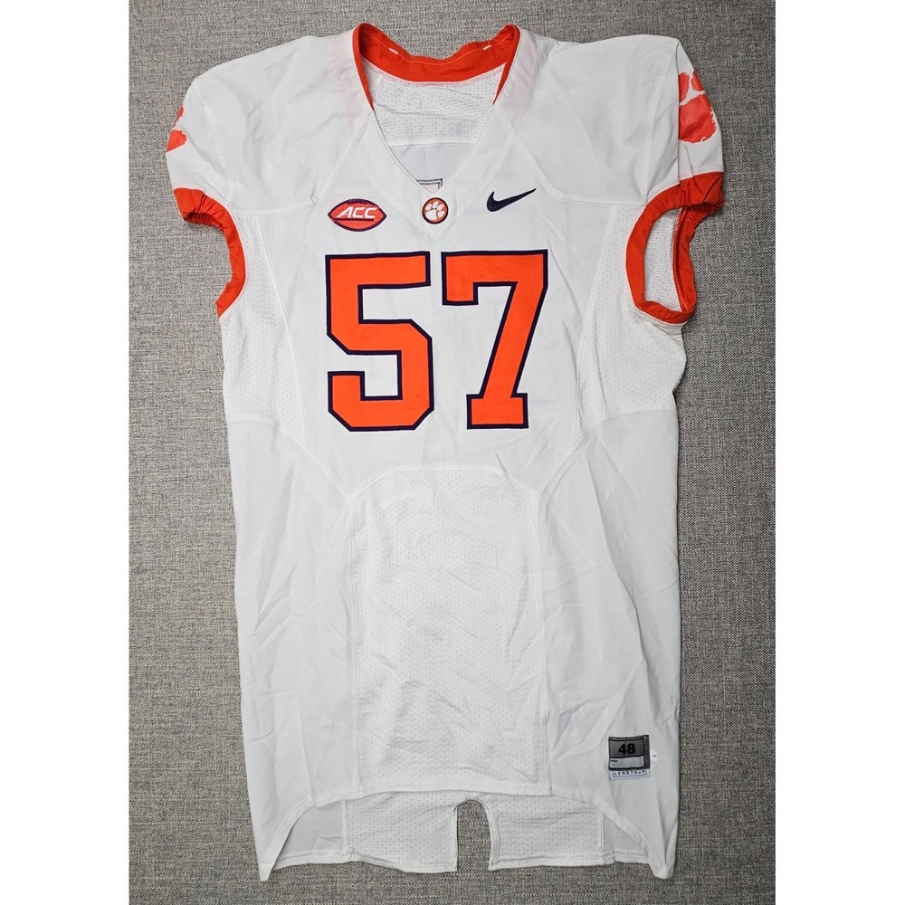 Clemson Tigers Football Jersey Mens 48 L White Game Worn Team Issued Nike #57